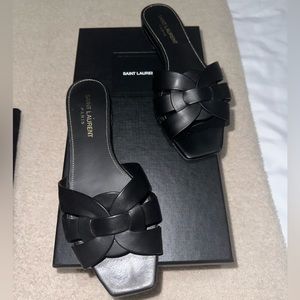 Black ysl tribute sandal